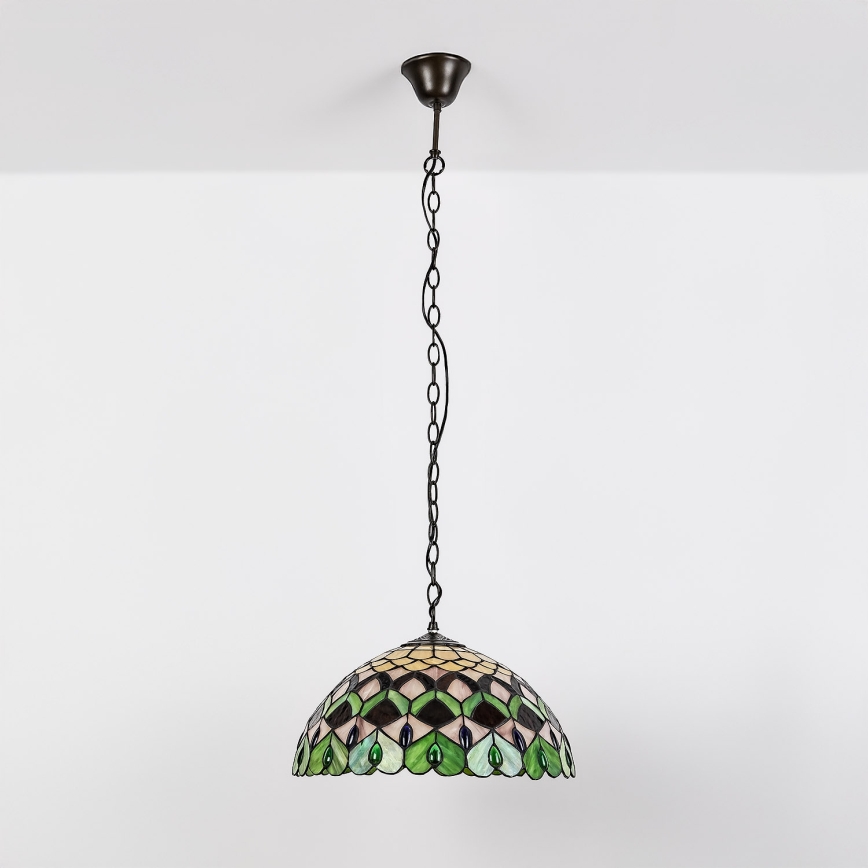 Brilagi - Tiffany-tyylinen vitraasiriippuvalaisin ketjulla MARGARET 2xE27/60W/230V