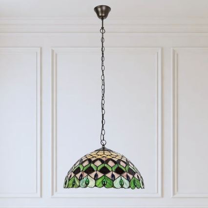 Brilagi - Tiffany-tyylinen vitraasiriippuvalaisin ketjulla MARGARET 2xE27/60W/230V