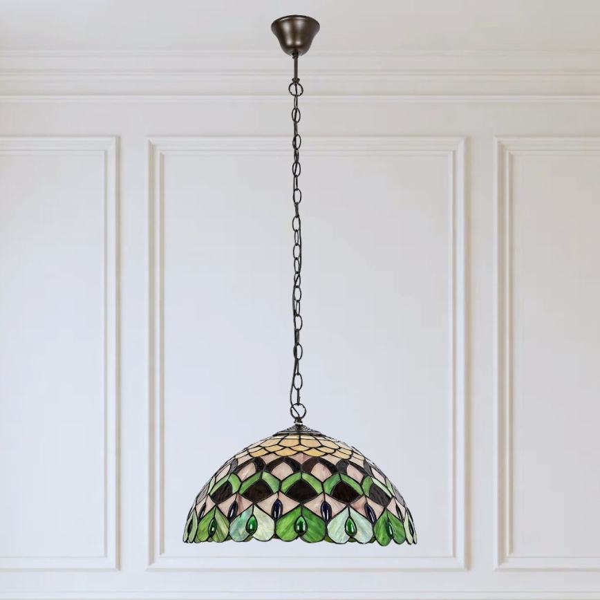 Brilagi - Tiffany-tyylinen vitraasiriippuvalaisin ketjulla MARGARET 2xE27/60W/230V