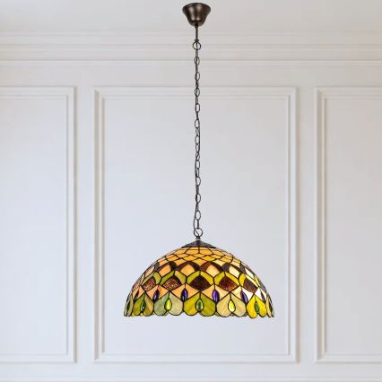Brilagi - Tiffany-tyylinen vitraasiriippuvalaisin ketjulla MARGARET 2xE27/60W/230V