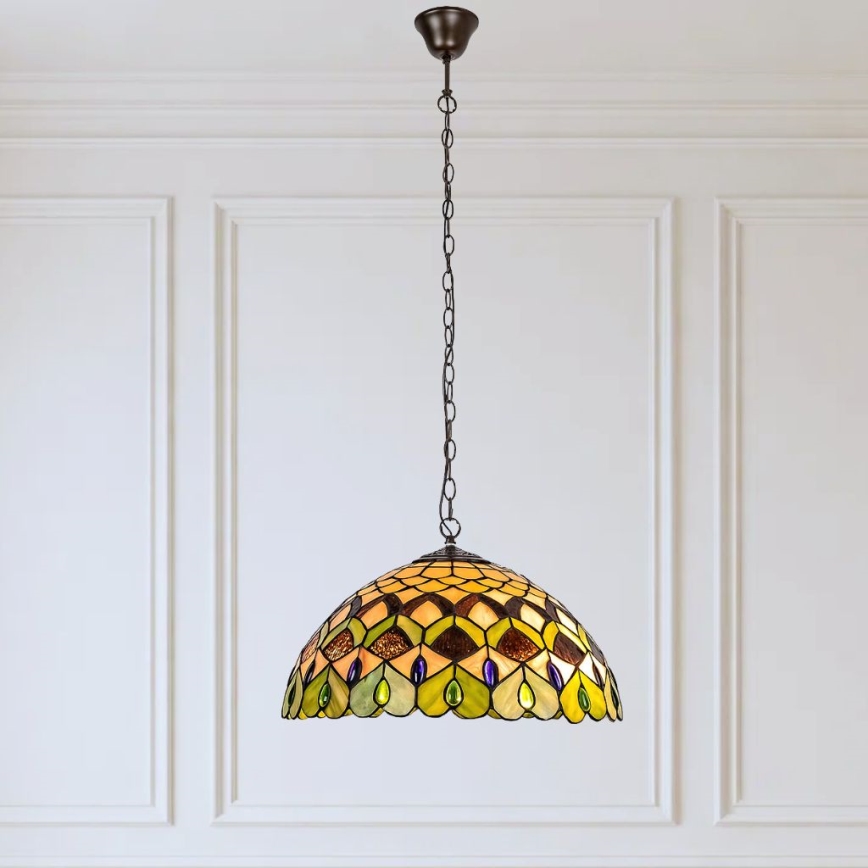 Brilagi - Tiffany-tyylinen vitraasiriippuvalaisin ketjulla MARGARET 2xE27/60W/230V
