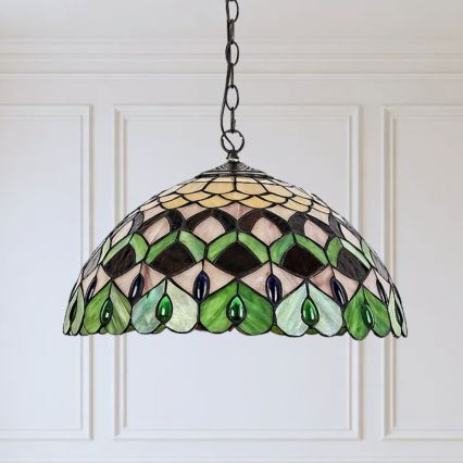 Brilagi - Tiffany-tyylinen vitraasiriippuvalaisin ketjulla MARGARET 2xE27/60W/230V