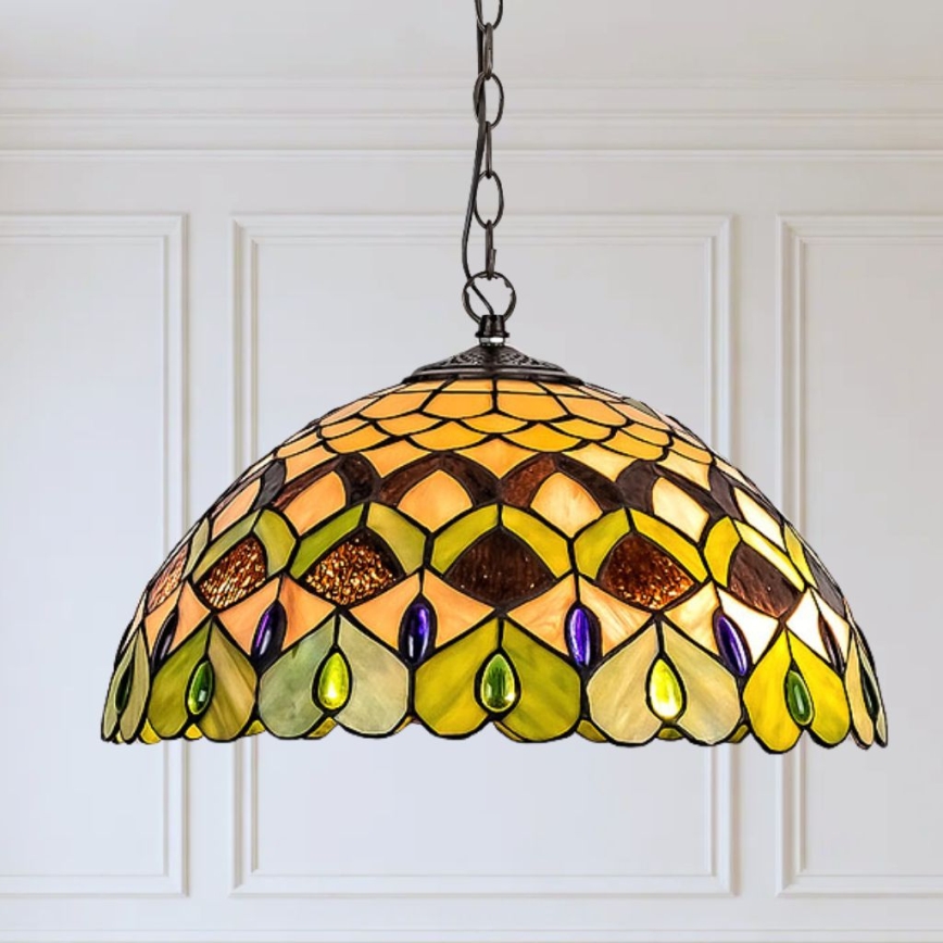 Brilagi - Tiffany-tyylinen vitraasiriippuvalaisin ketjulla MARGARET 2xE27/60W/230V