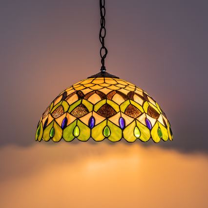 Brilagi - Tiffany-tyylinen vitraasiriippuvalaisin ketjulla MARGARET 2xE27/60W/230V