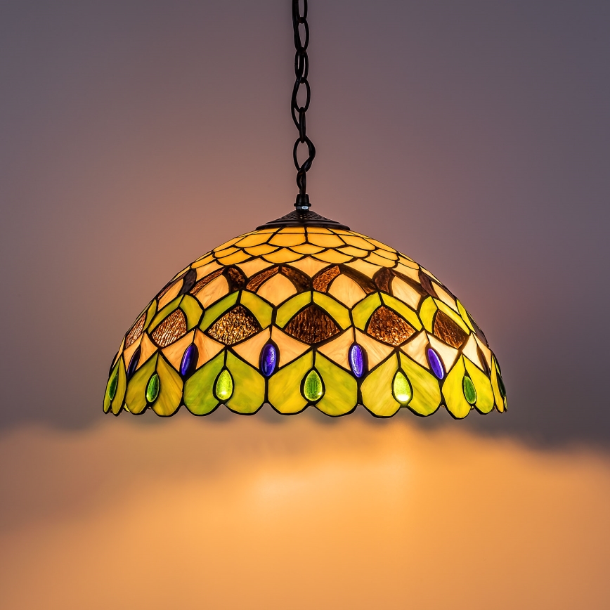 Brilagi - Tiffany-tyylinen vitraasiriippuvalaisin ketjulla MARGARET 2xE27/60W/230V