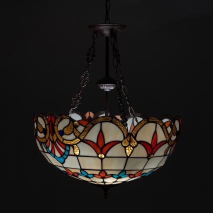 Brilagi - Tiffany-tyylinen vitraasiriippuvalaisin ketjulla MIRABELLA 3xE27/60W/230V halkaisija 50 cm