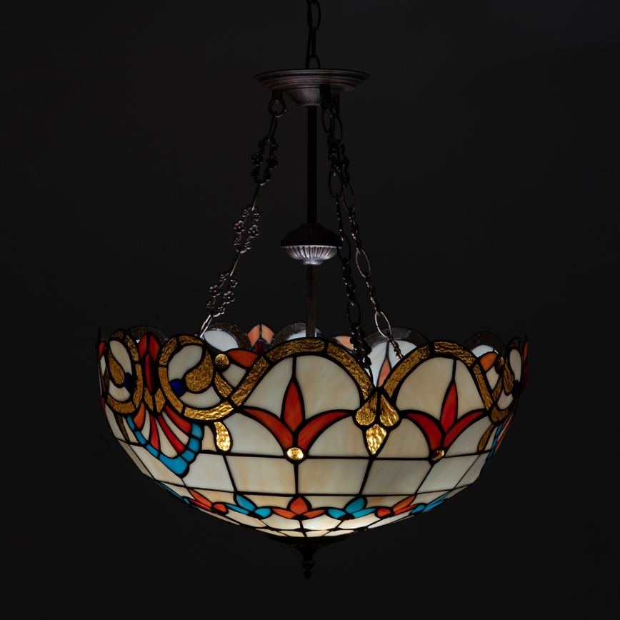 Brilagi - Tiffany-tyylinen vitraasiriippuvalaisin ketjulla MIRABELLA 3xE27/60W/230V halkaisija 50 cm