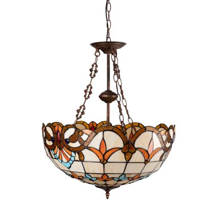 Brilagi - Tiffany-tyylinen vitraasiriippuvalaisin ketjulla MIRABELLA 3xE27/60W/230V halkaisija 50 cm
