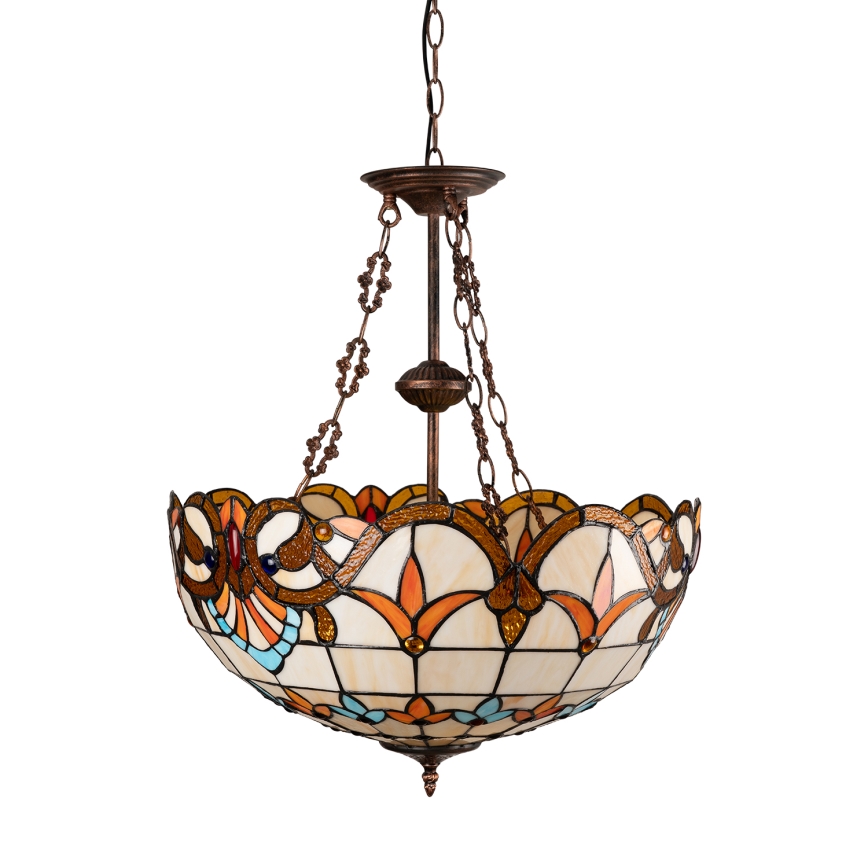 Brilagi - Tiffany-tyylinen vitraasiriippuvalaisin ketjulla MIRABELLA 3xE27/60W/230V halkaisija 50 cm