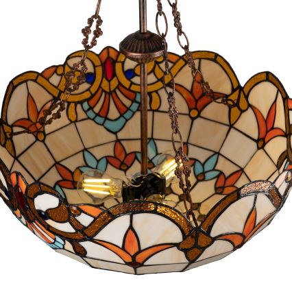 Brilagi - Tiffany-tyylinen vitraasiriippuvalaisin ketjulla MIRABELLA 3xE27/60W/230V halkaisija 50 cm