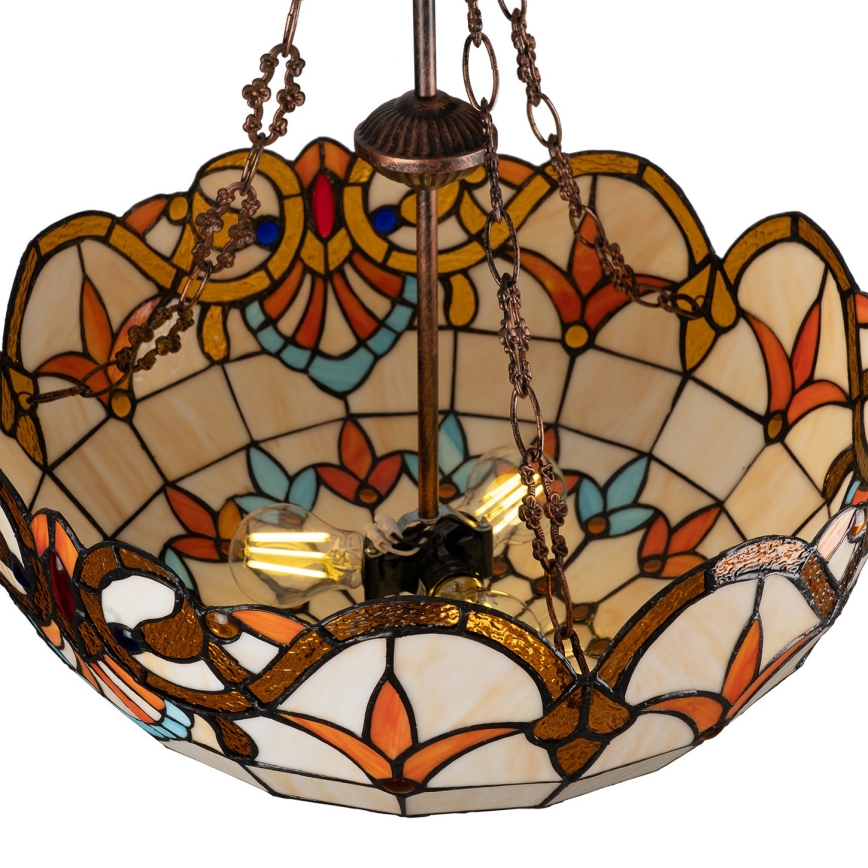 Brilagi - Tiffany-tyylinen vitraasiriippuvalaisin ketjulla MIRABELLA 3xE27/60W/230V halkaisija 50 cm