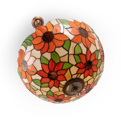 Brilagi - Tiffany-tyylinen vitraasiriippuvalaisin ketjulla SUNFLOWER 3xE27/60W/230V, halkaisija 50 cm