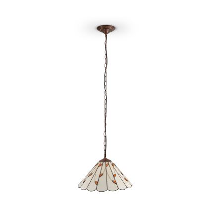 Brilagi - Tiffany-tyylinen vitraažinen kattokruunu ketjulla FOLIA 1xE27/60W/230V, halkaisija 40 cm