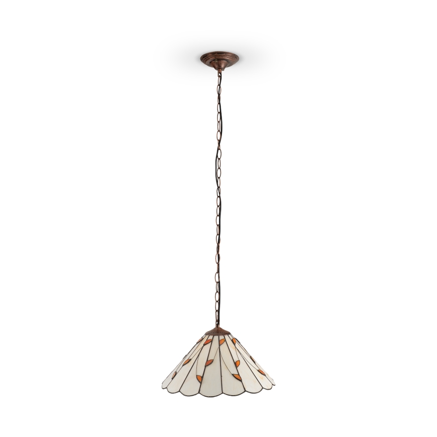 Brilagi - Tiffany-tyylinen vitraažinen kattokruunu ketjulla FOLIA 1xE27/60W/230V, halkaisija 40 cm