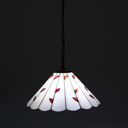 Brilagi - Tiffany-tyylinen vitraažinen kattokruunu ketjulla FOLIA 1xE27/60W/230V, halkaisija 40 cm