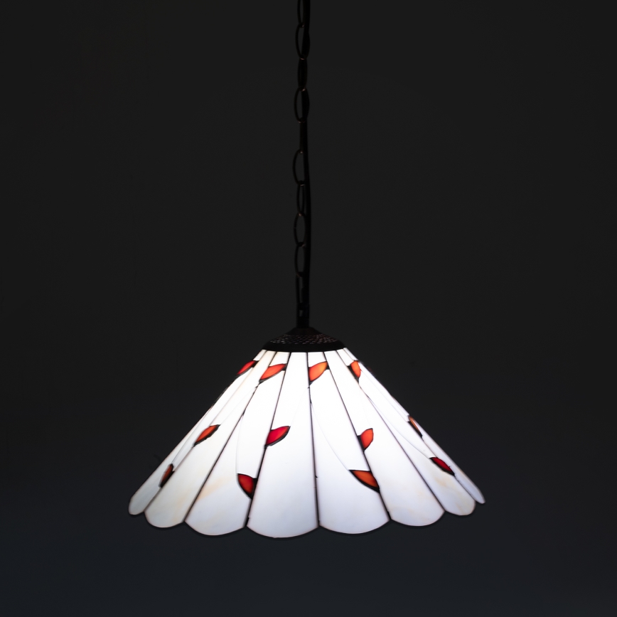 Brilagi - Tiffany-tyylinen vitraažinen kattokruunu ketjulla FOLIA 1xE27/60W/230V, halkaisija 40 cm