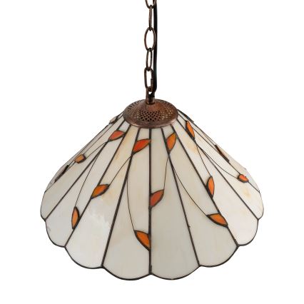 Brilagi - Tiffany-tyylinen vitraažinen kattokruunu ketjulla FOLIA 1xE27/60W/230V, halkaisija 40 cm