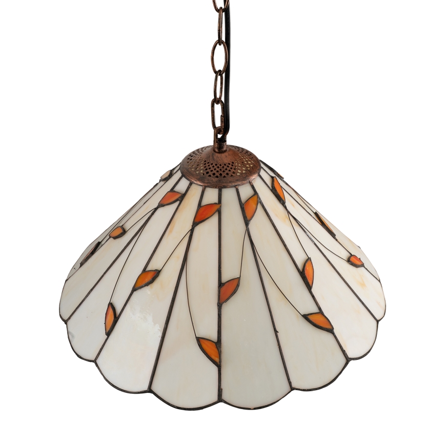 Brilagi - Tiffany-tyylinen vitraažinen kattokruunu ketjulla FOLIA 1xE27/60W/230V, halkaisija 40 cm