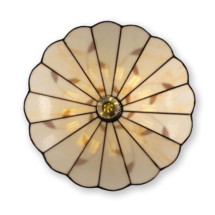 Brilagi - Tiffany-tyylinen vitraažinen kattokruunu ketjulla FOLIA 1xE27/60W/230V, halkaisija 40 cm