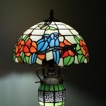 Brilagi - Tiffany-tyylinen vitraažinen pöytälamppu JUNGLE 1xE27/60W/230V + 1xE14/40W