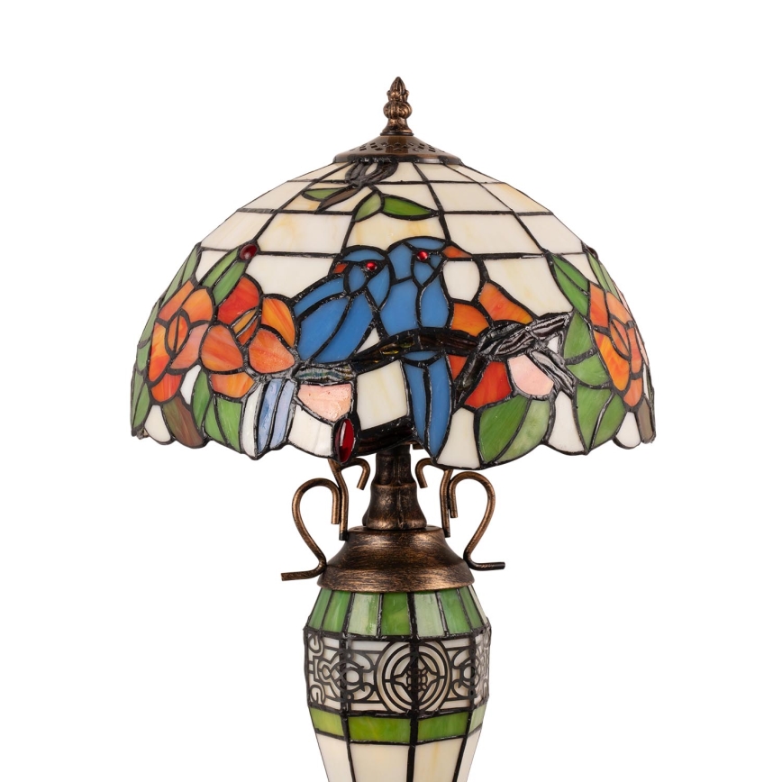 Brilagi - Tiffany-tyylinen vitraažinen pöytälamppu JUNGLE 1xE27/60W/230V + 1xE14/40W
