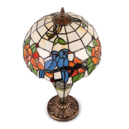 Brilagi - Tiffany-tyylinen vitraažinen pöytälamppu JUNGLE 1xE27/60W/230V + 1xE14/40W