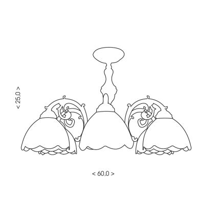 Brilagi - Tiffany-tyylinen vitraažipintakiinnitteinen kattovalaisin MIRABELLA 3xE27/60W/230V Ø 60 cm