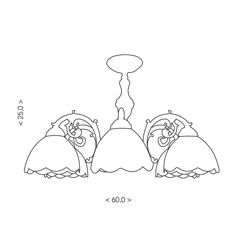 Brilagi - Tiffany-tyylinen vitraažipintakiinnitteinen kattovalaisin MIRABELLA 3xE27/60W/230V Ø 60 cm