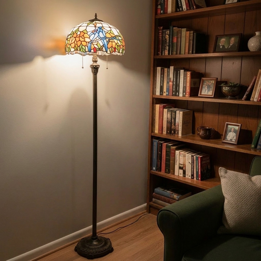 Brilagi - Tiffany-vitraalinen lattiavalaisin JUNGLE 2xE27/60W/230V