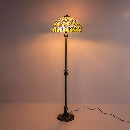 Brilagi - Tiffany-vitraalinen lattiavalaisin MARGARET 2xE27/60W/230V