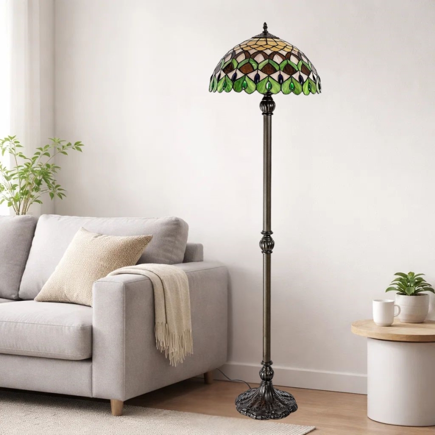 Brilagi - Tiffany-vitraalinen lattiavalaisin MARGARET 2xE27/60W/230V