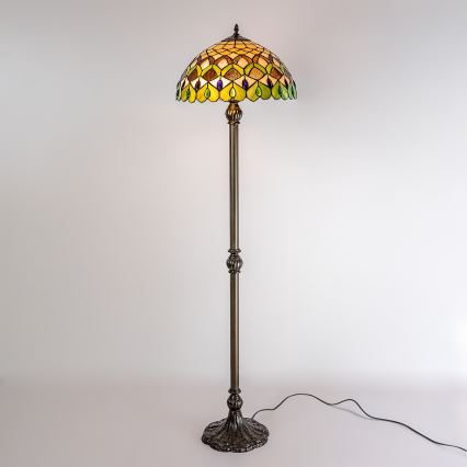 Brilagi - Tiffany-vitraalinen lattiavalaisin MARGARET 2xE27/60W/230V