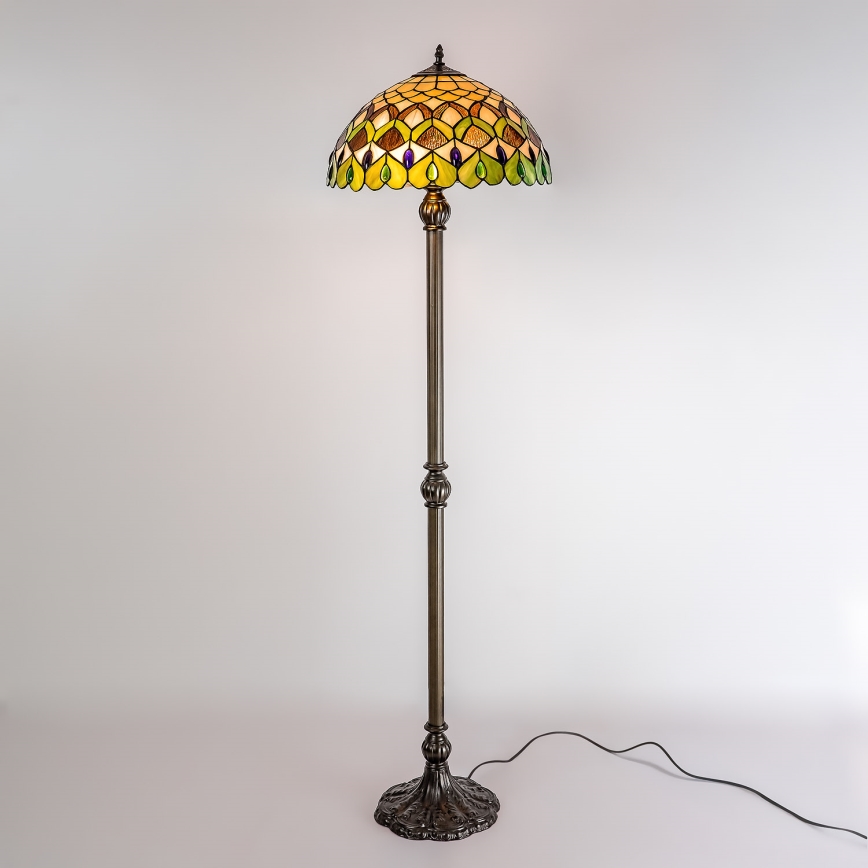 Brilagi - Tiffany-vitraalinen lattiavalaisin MARGARET 2xE27/60W/230V