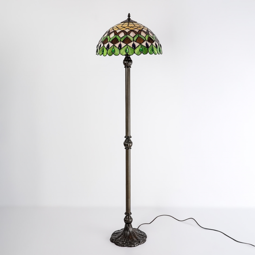 Brilagi - Tiffany-vitraalinen lattiavalaisin MARGARET 2xE27/60W/230V