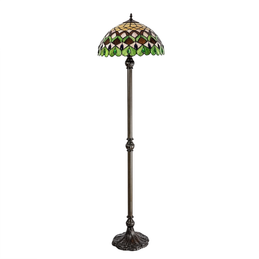 Brilagi - Tiffany-vitraalinen lattiavalaisin MARGARET 2xE27/60W/230V