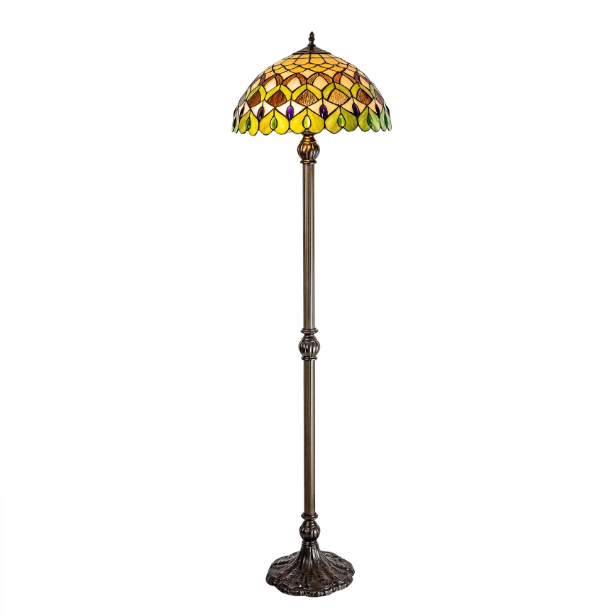 Brilagi - Tiffany-vitraalinen lattiavalaisin MARGARET 2xE27/60W/230V