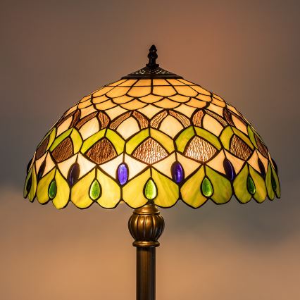 Brilagi - Tiffany-vitraalinen lattiavalaisin MARGARET 2xE27/60W/230V