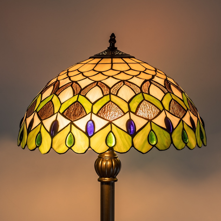 Brilagi - Tiffany-vitraalinen lattiavalaisin MARGARET 2xE27/60W/230V