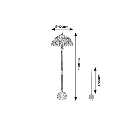 Brilagi - Tiffany-vitraalinen lattiavalaisin MARGARET 2xE27/60W/230V