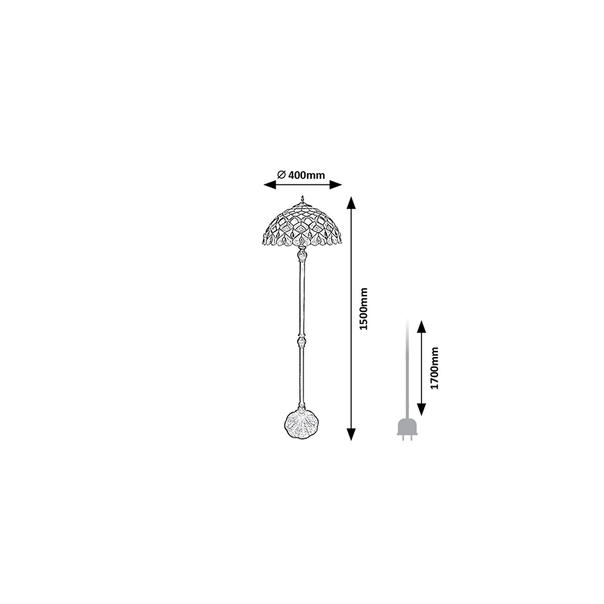 Brilagi - Tiffany-vitraalinen lattiavalaisin MARGARET 2xE27/60W/230V