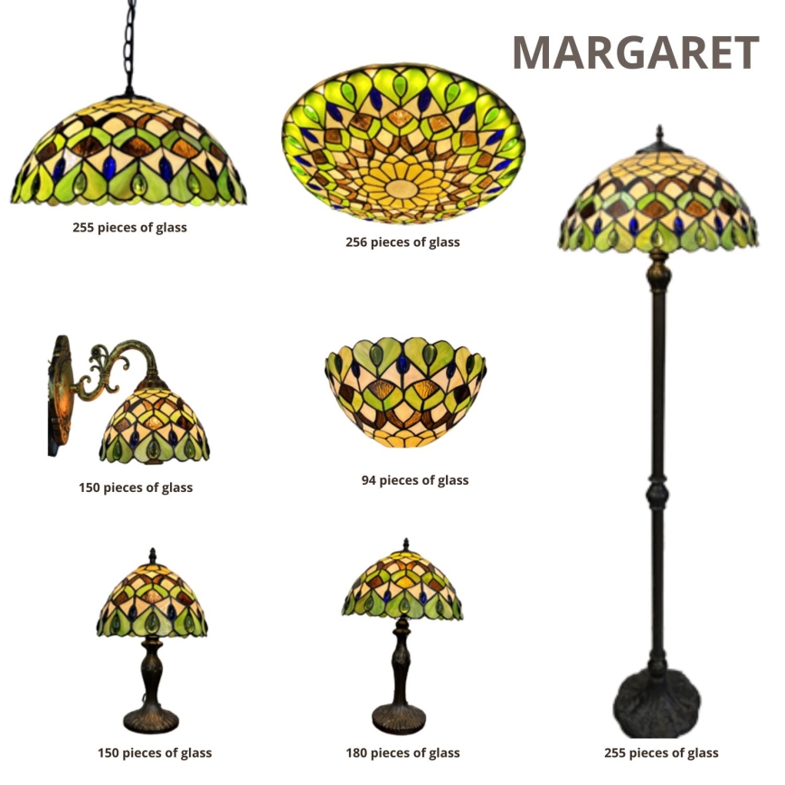 Brilagi - Tiffany-vitraalinen lattiavalaisin MARGARET 2xE27/60W/230V