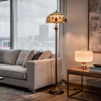 Brilagi - Tiffany-vitraalinen lattiavalaisin MIRABELLA 2xE27/60W/230V