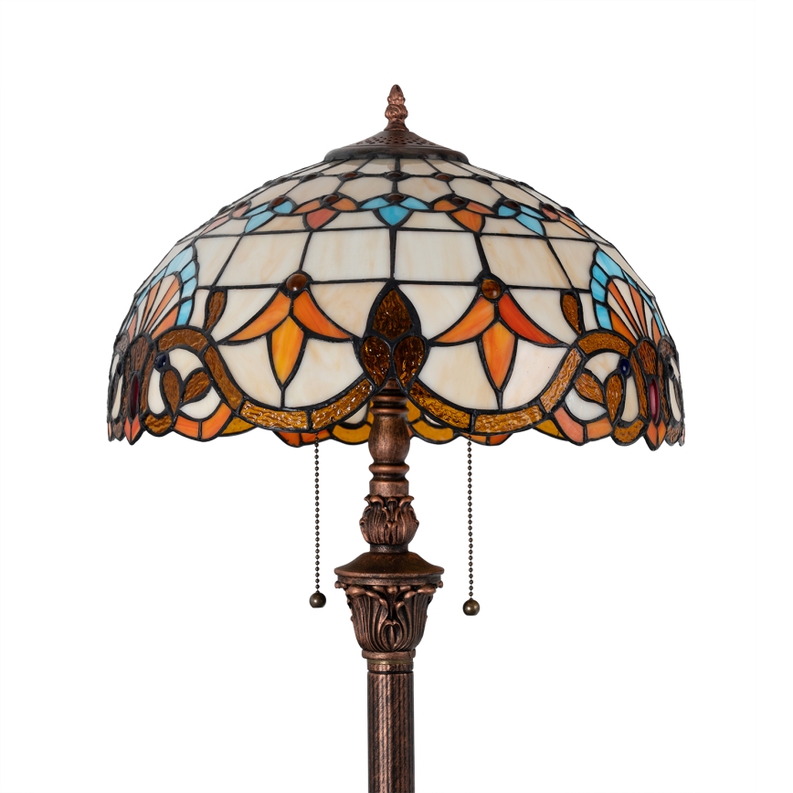 Brilagi - Tiffany-vitraalinen lattiavalaisin MIRABELLA 2xE27/60W/230V