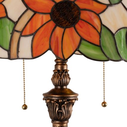 Brilagi - Tiffany-vitraalinen lattiavalaisin SUNFLOWER 2xE27/60W/230V