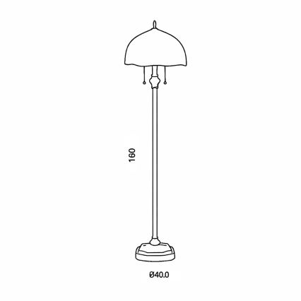 Brilagi - Tiffany-vitraalinen lattiavalaisin SUNFLOWER 2xE27/60W/230V