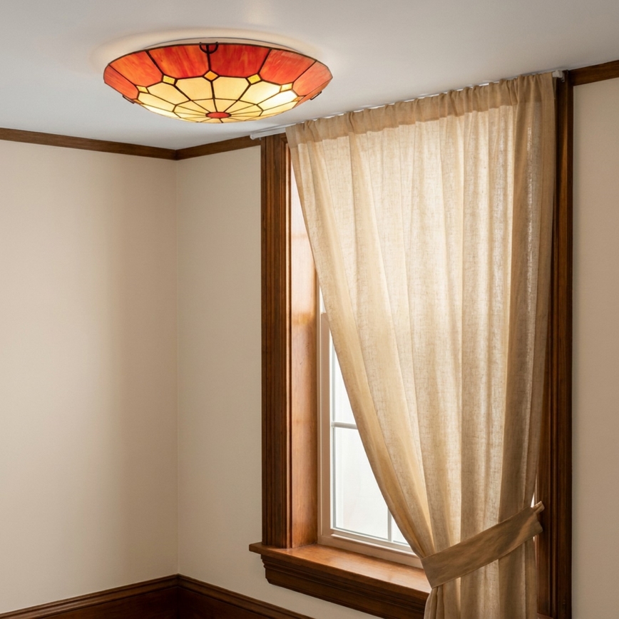 Brilagi - Tiffany-vitraasilasinen kattovalaisin SIENNA 2xE27/60W/230V Ø 40 cm