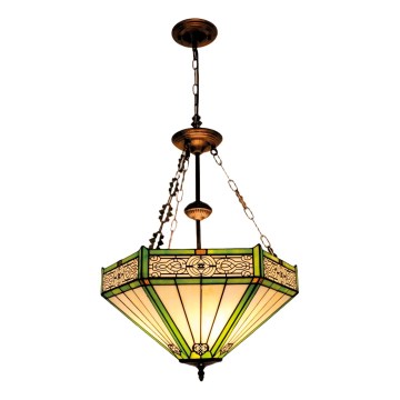BRILAGI - Tiffany vitraasinen kattokruunu ketjulla EMERALD 3xE27/60W/230V halkaisija 50 cm