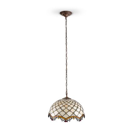 BRILAGI - Tiffany vitraasinen kattokruunu ketjulla IVORY 1xE27/60W/230V halkaisija 40 cm