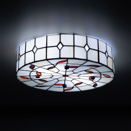 Brilagi - Tiffany-vitraasinen kattovalaisin FOLIA 3xE27/60W/230V, halkaisija 40 cm