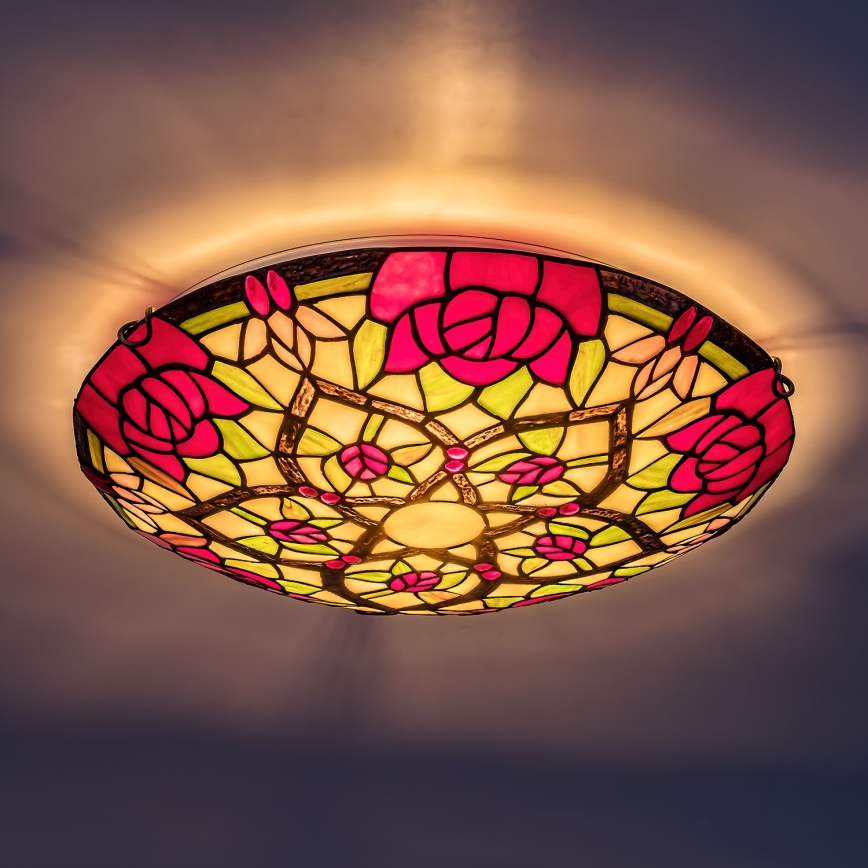 Brilagi - Tiffany-vitraasinen kattovalaisin GARLAN 2xE27/60W/230V